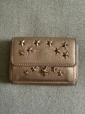 Jimmy Choo Metallic Rose Gold Star-Embellished Card Holder